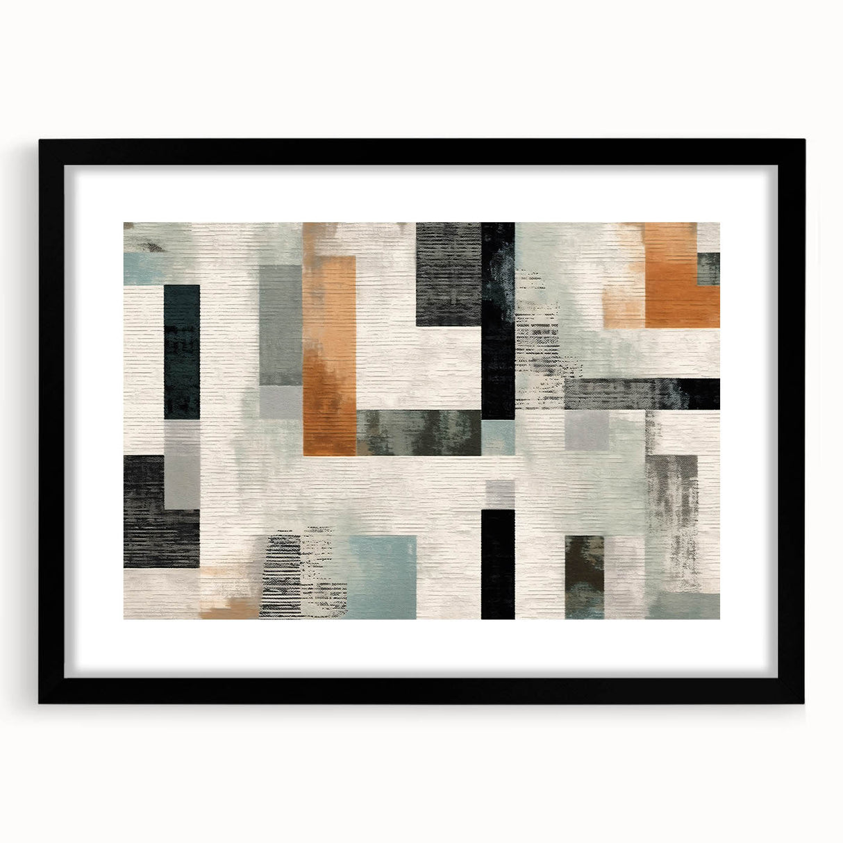 Geometric Abstract Painting - Black and Gray Modern Art