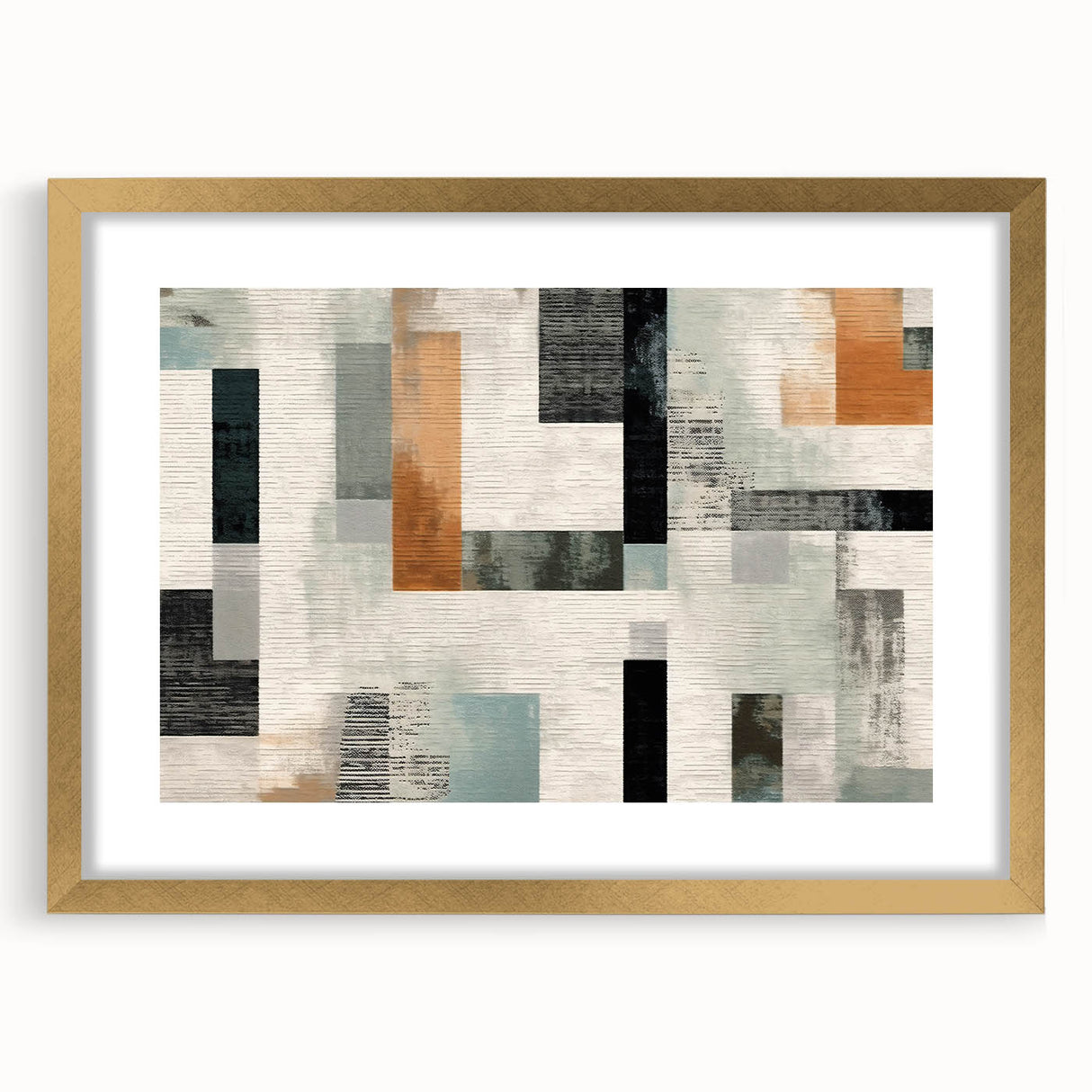 Geometric Abstract Painting - Black and Gray Modern Art