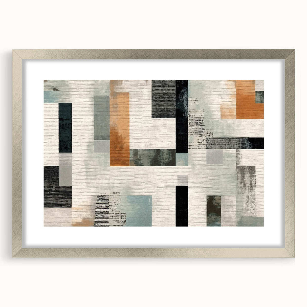 Geometric Abstract Painting - Black and Gray Modern Art