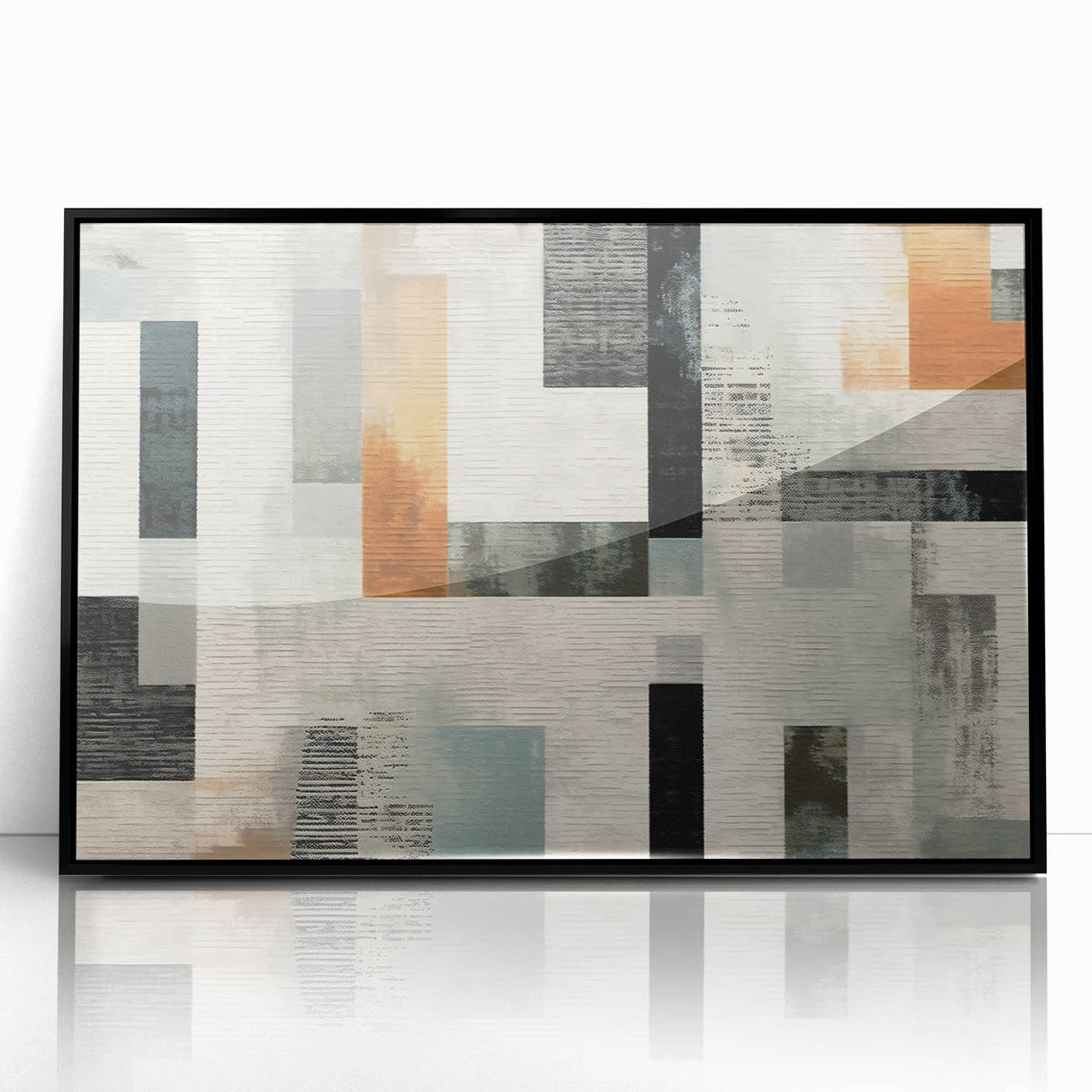 Geometric Abstract Painting - Black and Gray Modern Art