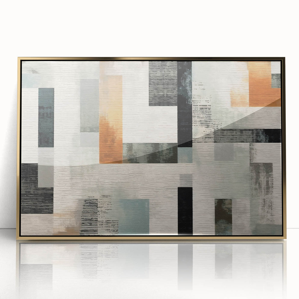 Geometric Abstract Painting - Black and Gray Modern Art