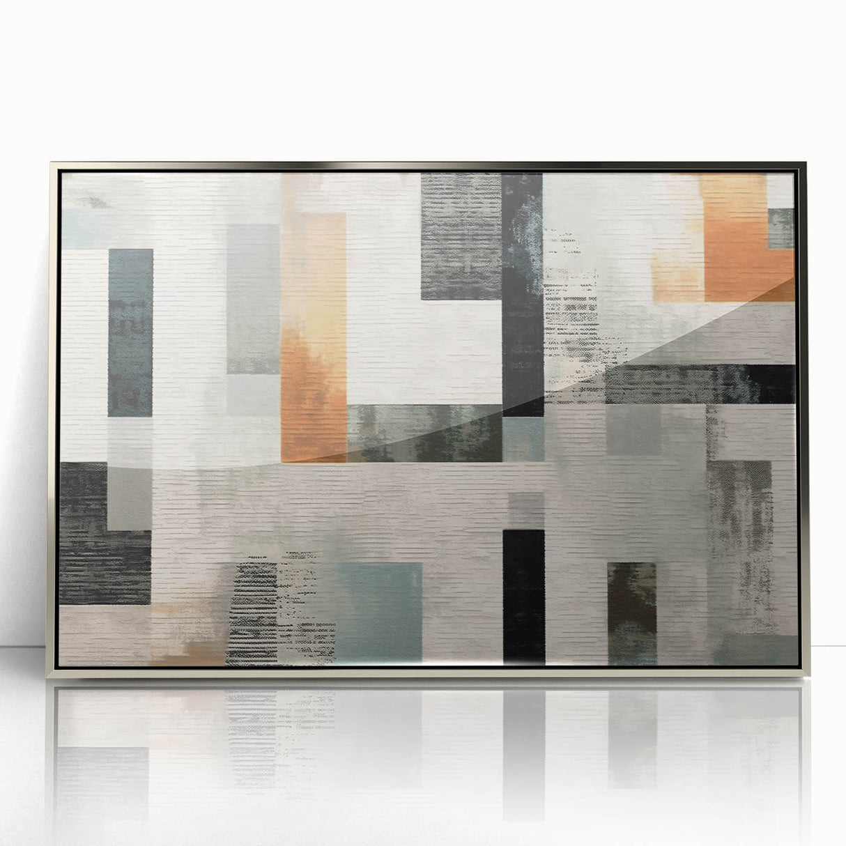 Geometric Abstract Painting - Black and Gray Modern Art