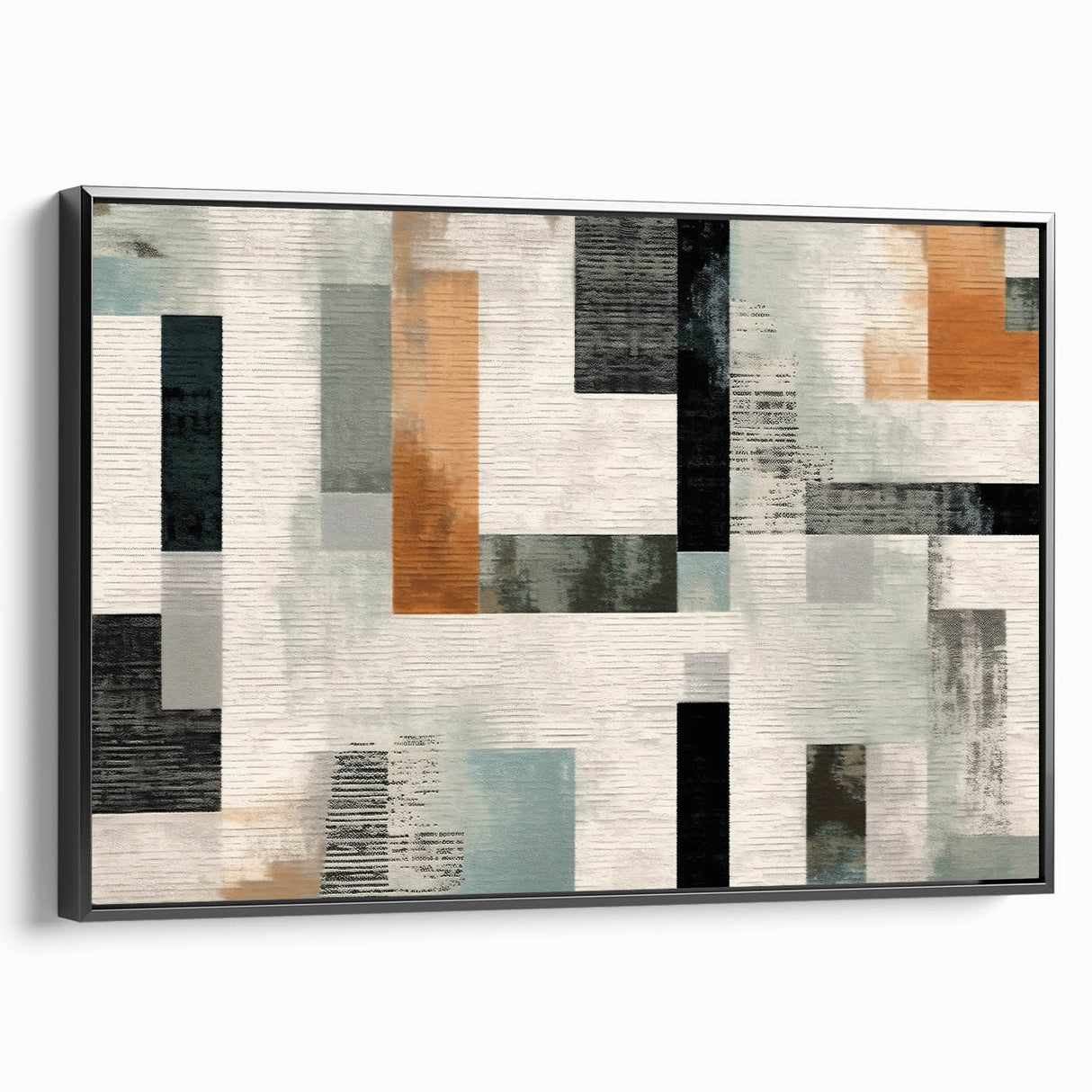 Geometric Abstract Painting - Black and Gray Modern Art