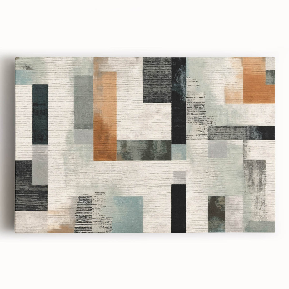 Geometric Abstract Painting - Black and Gray Modern Art