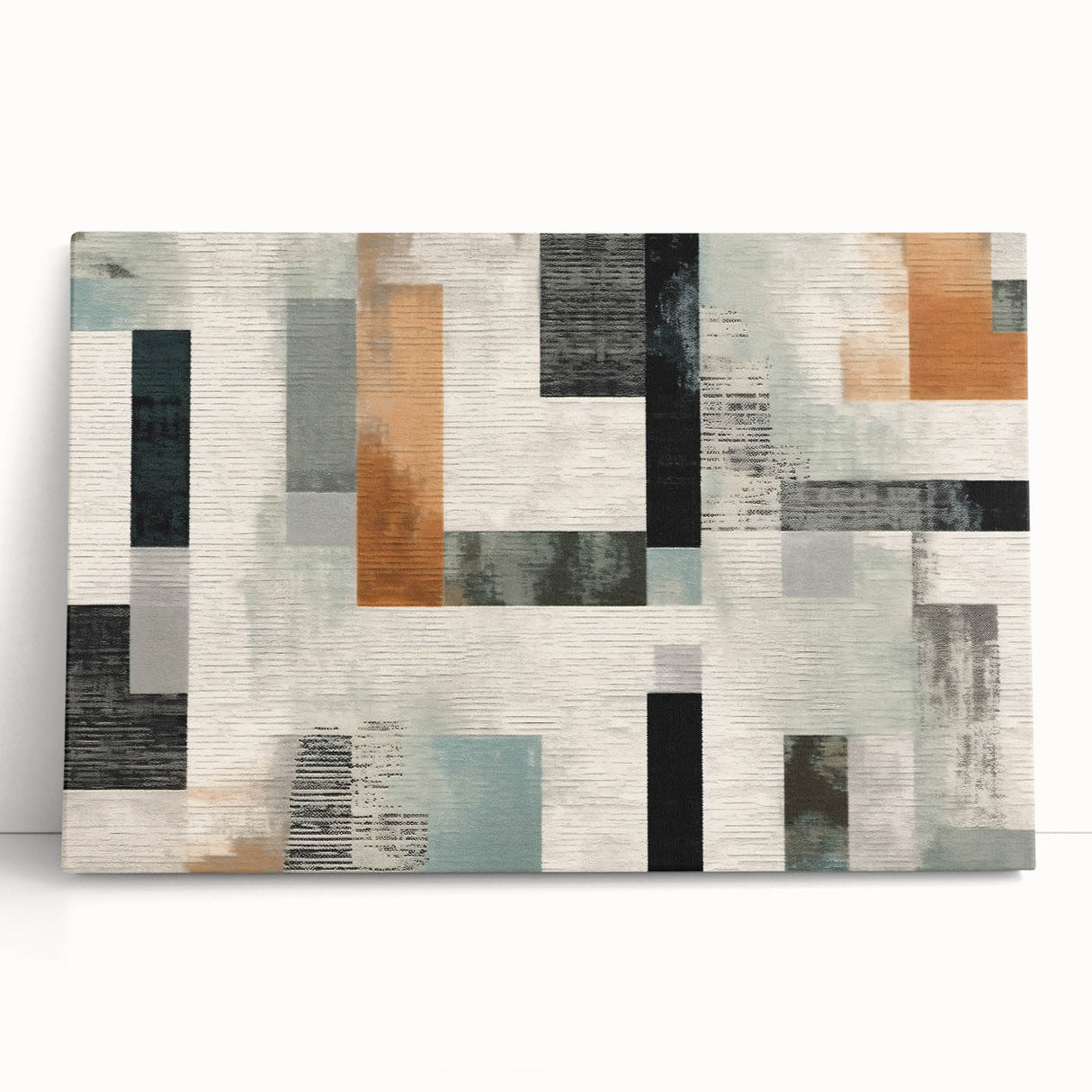 Geometric Abstract Painting - Black and Gray Modern Art