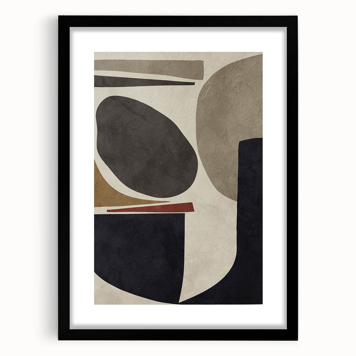 Modern Abstract Painting – Geometric Canvas in Beige & Dark Gray