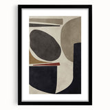 Modern Abstract Painting – Geometric Canvas in Beige & Dark Gray