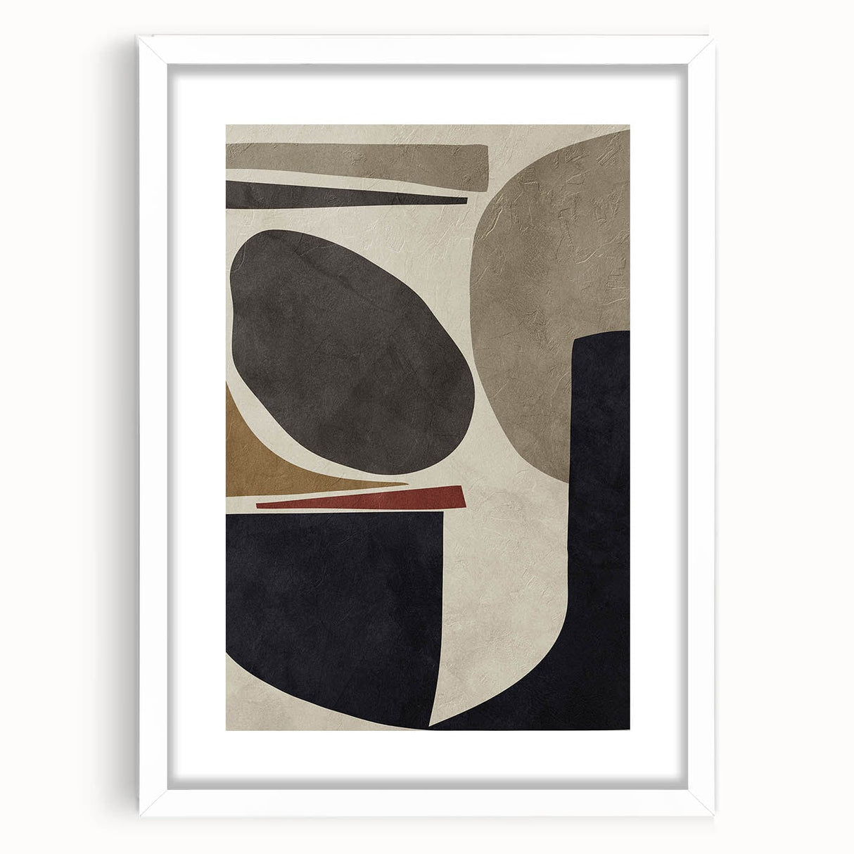Modern Abstract Painting – Geometric Canvas in Beige & Dark Gray