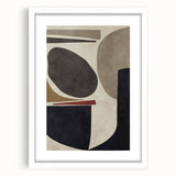 Modern Abstract Painting – Geometric Canvas in Beige & Dark Gray