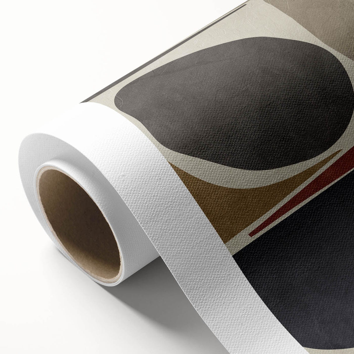 Modern Abstract Painting – Geometric Canvas in Beige & Dark Gray