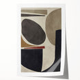Modern Abstract Painting – Geometric Canvas in Beige & Dark Gray