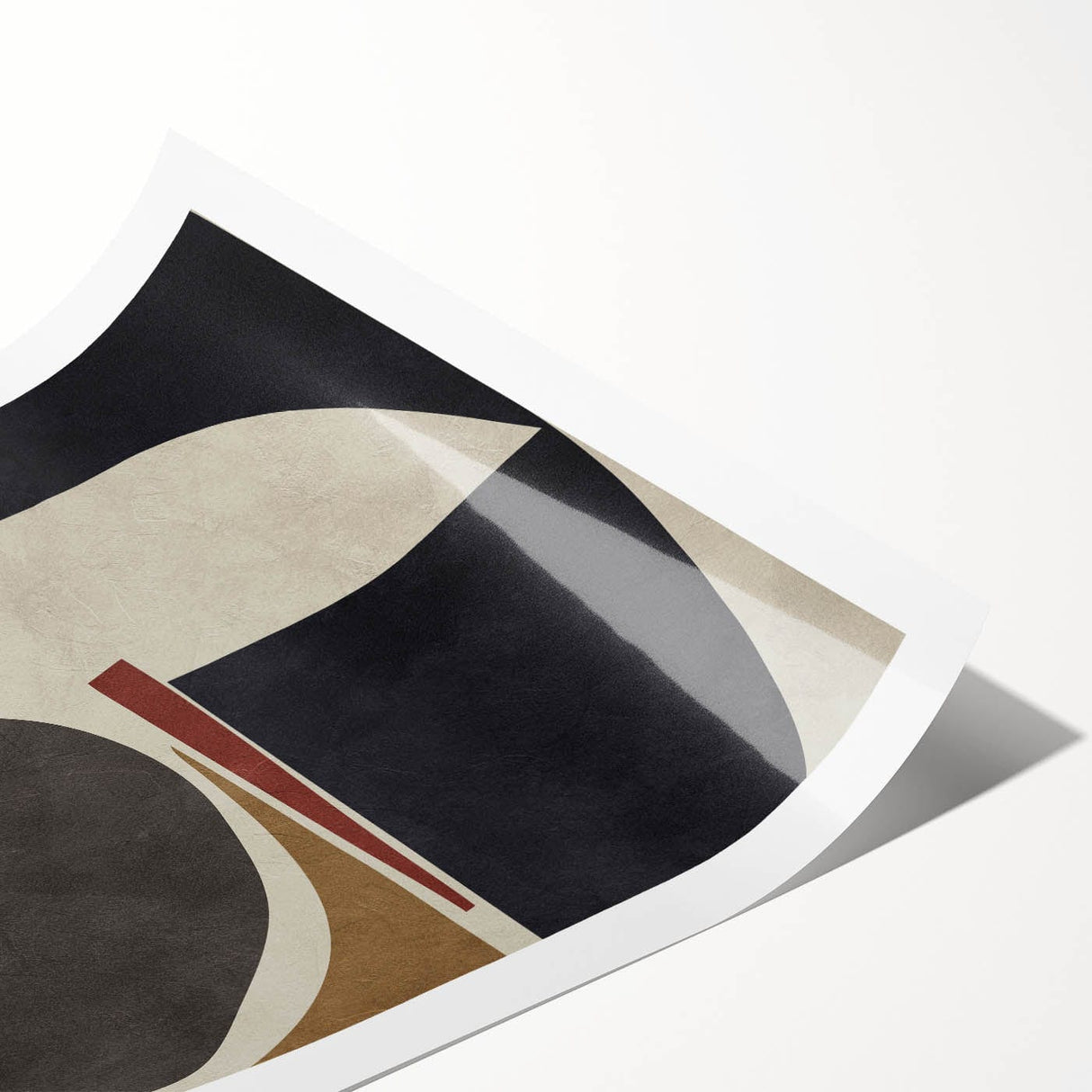 Modern Abstract Painting – Geometric Canvas in Beige & Dark Gray