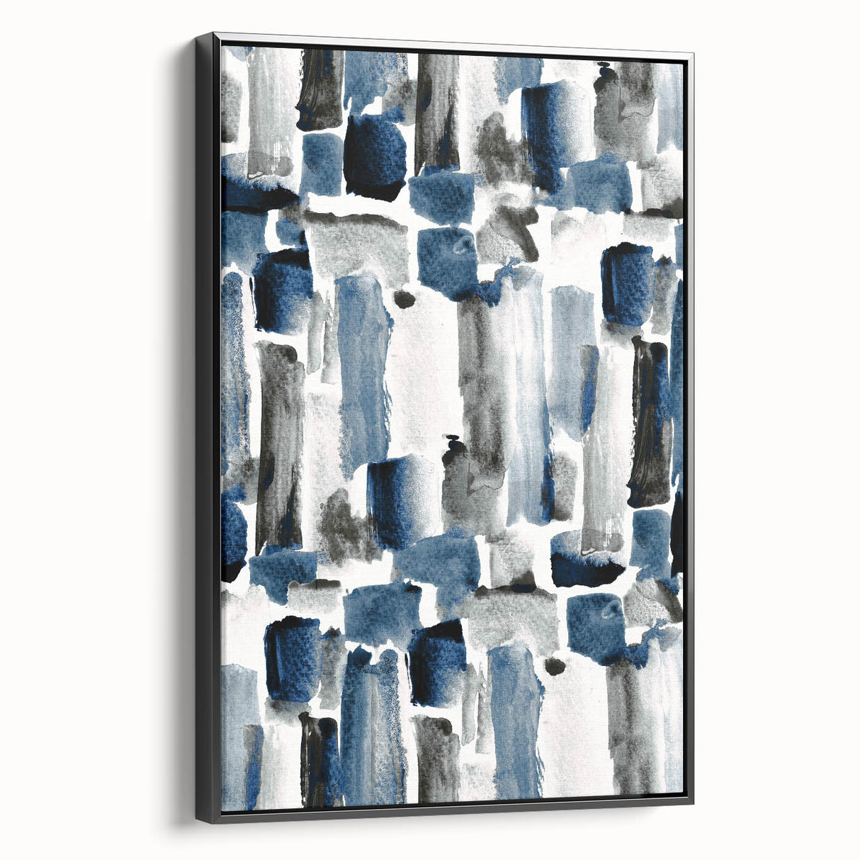 Earthen Harmony Abstracts – Navy and Gray Minimalist Wall Art Print