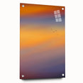 Abstract Minimalist Landscape Paintings – Birds in Sunset Gradient Sky