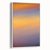 Abstract Minimalist Landscape Paintings – Birds in Sunset Gradient Sky