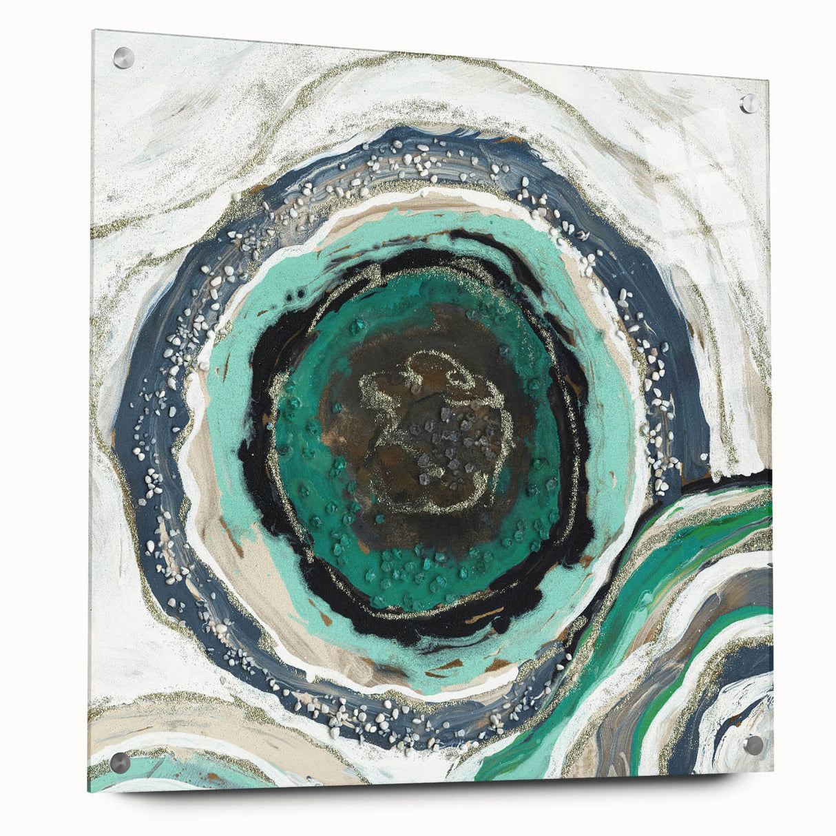 Serene Landscape Photography Prints – Abstract Green Geode Art