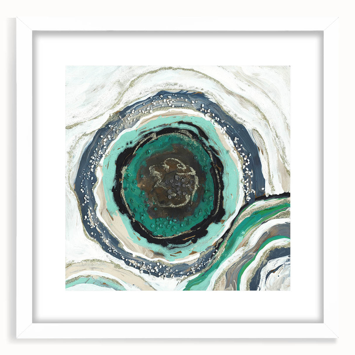 Serene Landscape Photography Prints – Abstract Green Geode Art