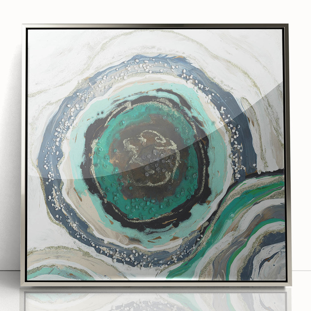Serene Landscape Photography Prints – Abstract Green Geode Art