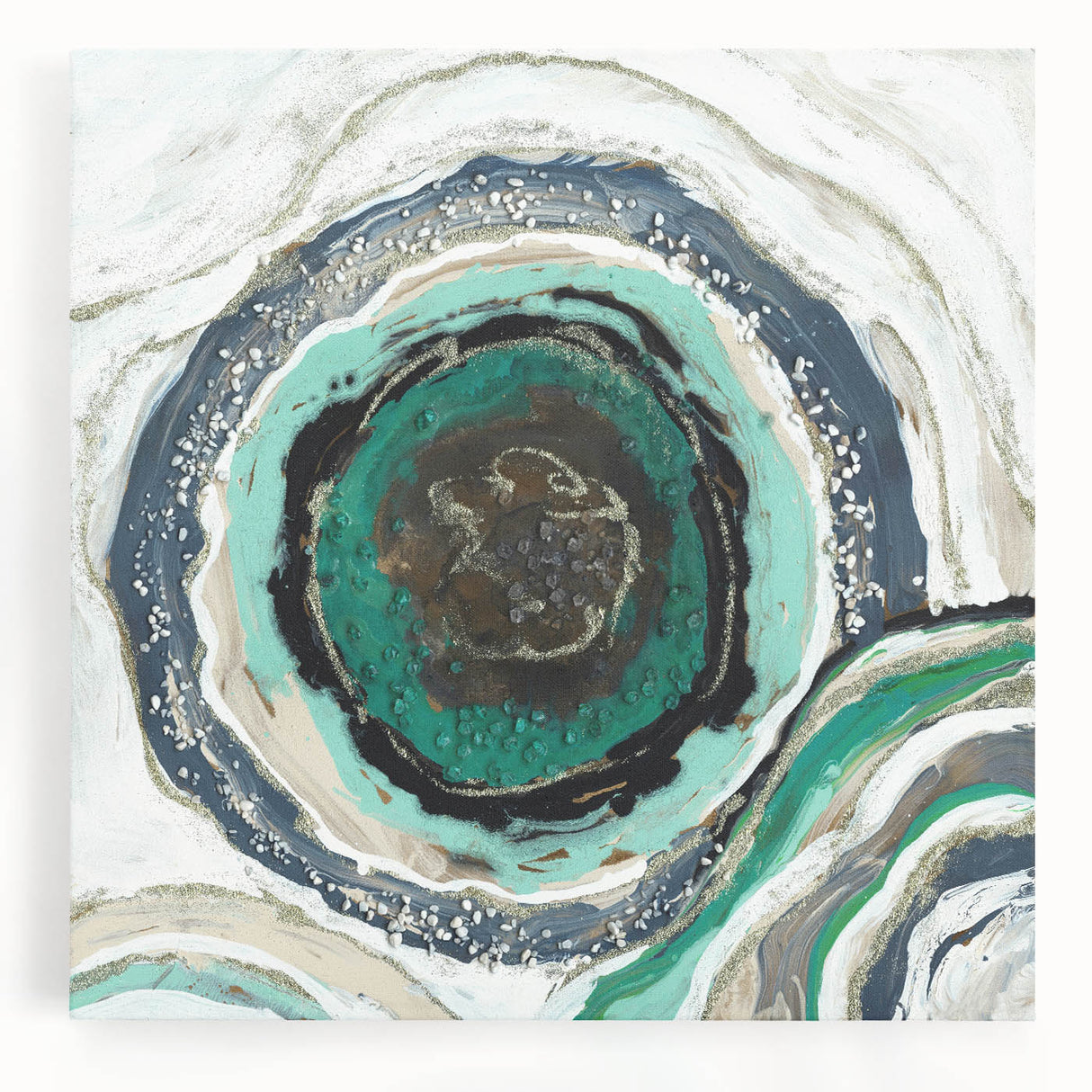 Serene Landscape Photography Prints – Abstract Green Geode Art