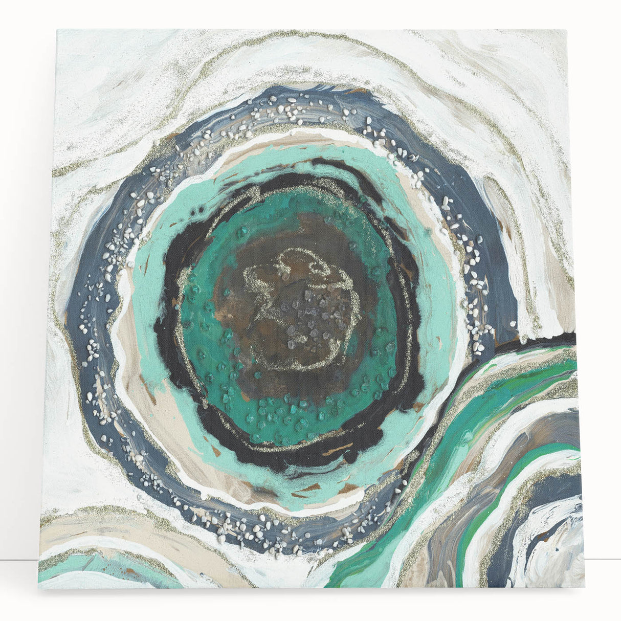 Serene Landscape Photography Prints – Abstract Green Geode Art