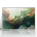 Green and Brown Fluid Abstract Wall Art - Fluid Art Paintings for Walls