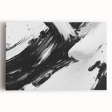 Bold Black and White Abstract Wall Art - Expressive Brushstroke Canvas