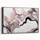 Luxury Abstract Wall Art – Black, White & Blush Pink Canvas