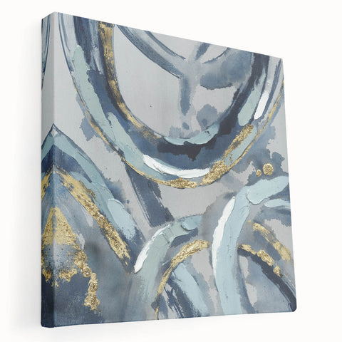 Calming Landscape Acrylic Prints – Navy & Gold Abstract Art