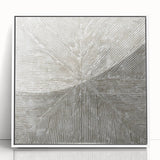 Minimalist Textured Art Pieces – Beige and Gray Radial Line Design