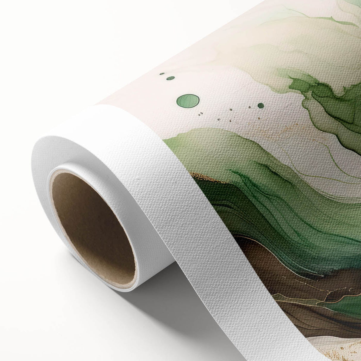 Fluid Acrylic Wall Decor – Green & Earth-Toned Abstract Canvas Art