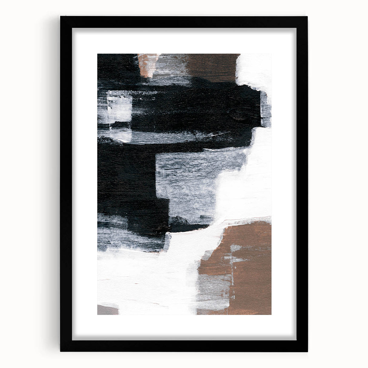 Earthen Harmony Abstracts – Black and White Modern Minimalist Art Print