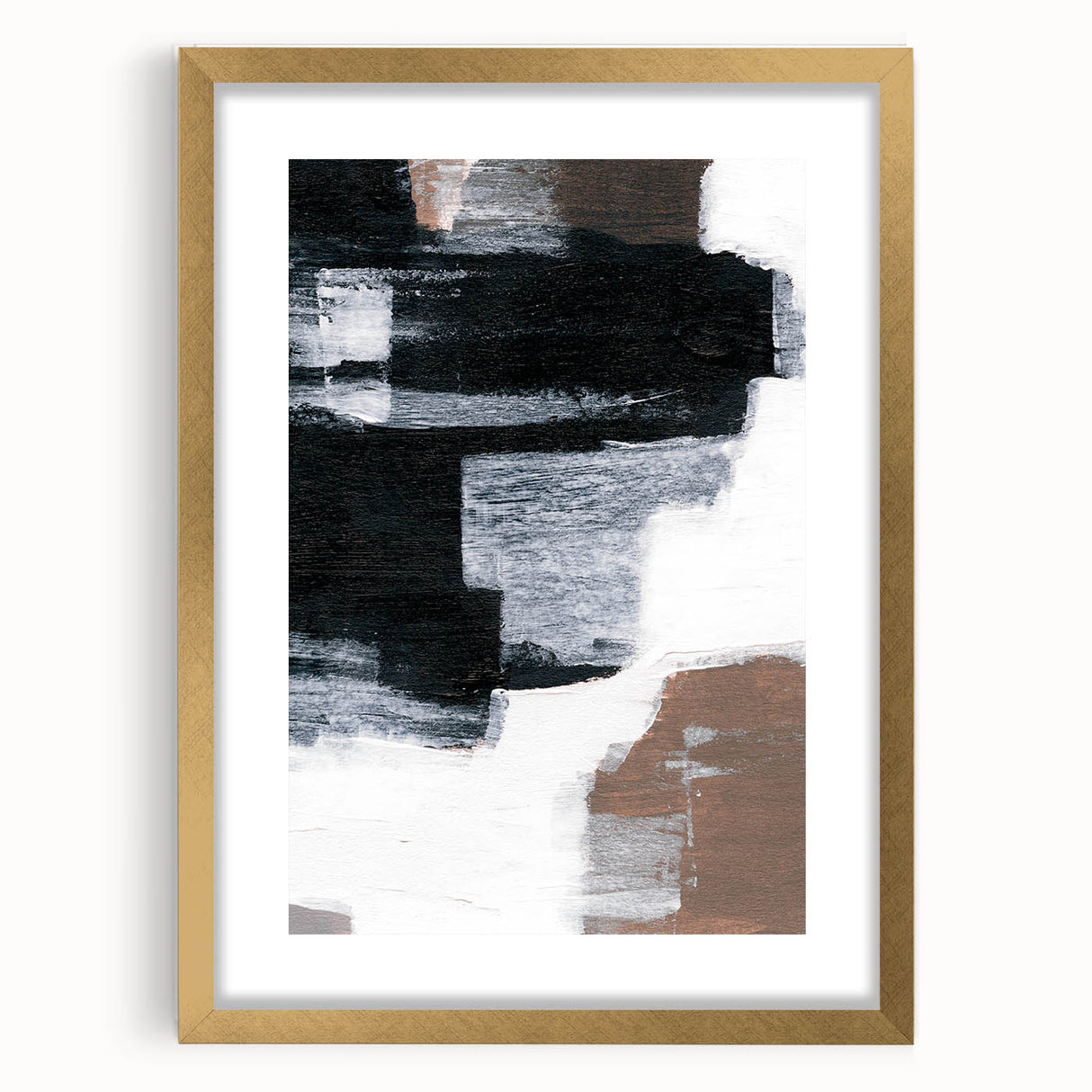 Earthen Harmony Abstracts – Black and White Modern Minimalist Art Print