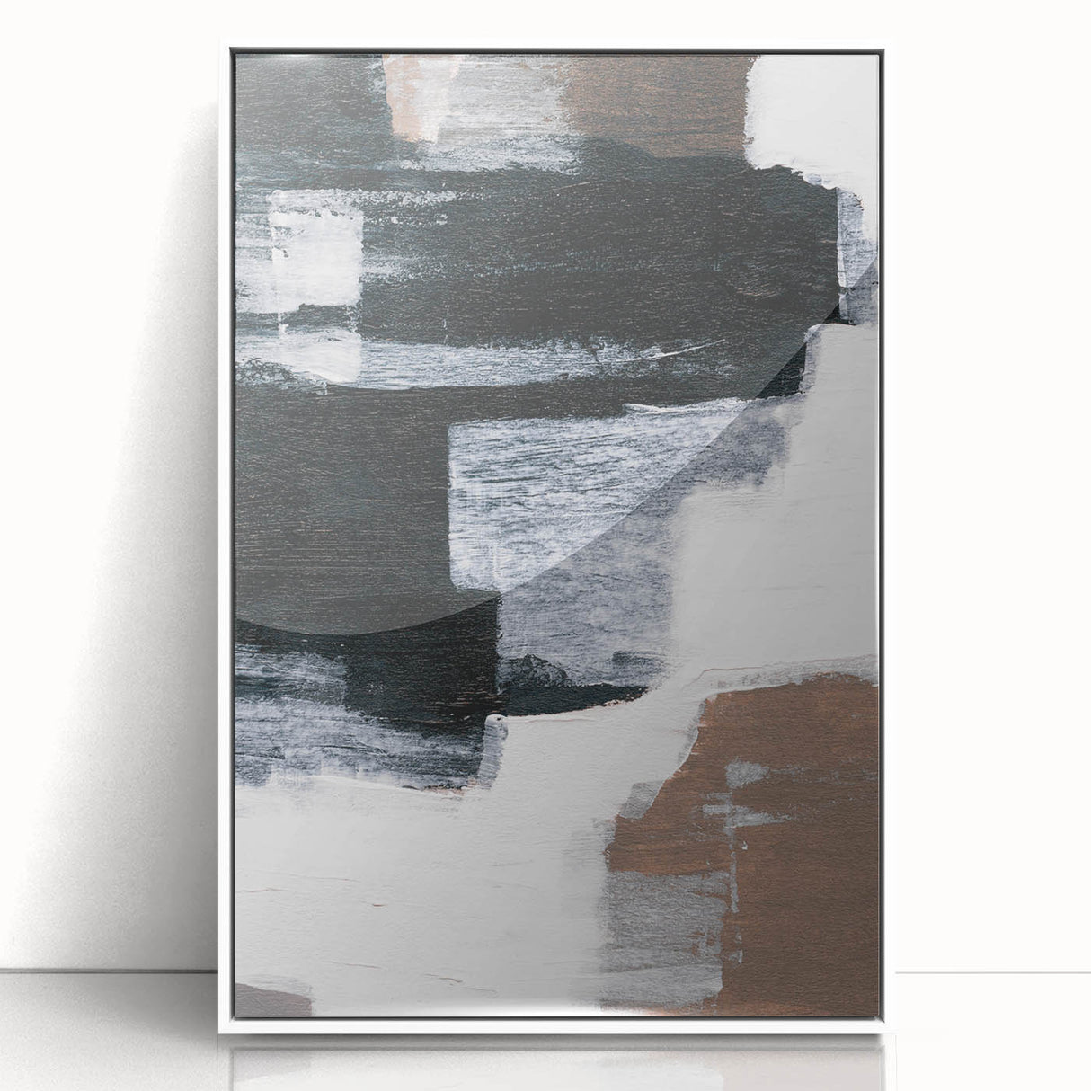 Earthen Harmony Abstracts – Black and White Modern Minimalist Art Print