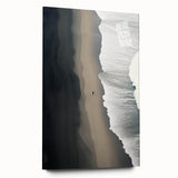 Lone Walker on Black Sand Beach – Minimalist Fine Art Photography