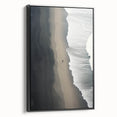 Lone Walker on Black Sand Beach – Minimalist Fine Art Photography