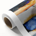 Geometric Abstract Canvas Art – Navy, Gold, and Cobalt Brush Forms