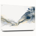 Minimalist Fluid Abstract Art – Navy & Gold Ink Swirl Canvas