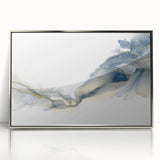 Minimalist Fluid Abstract Art – Navy & Gold Ink Swirl Canvas