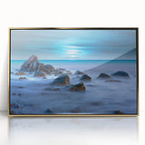 Tranquil Nature Canvas Prints – Misty Ocean Rocks at Dusk
