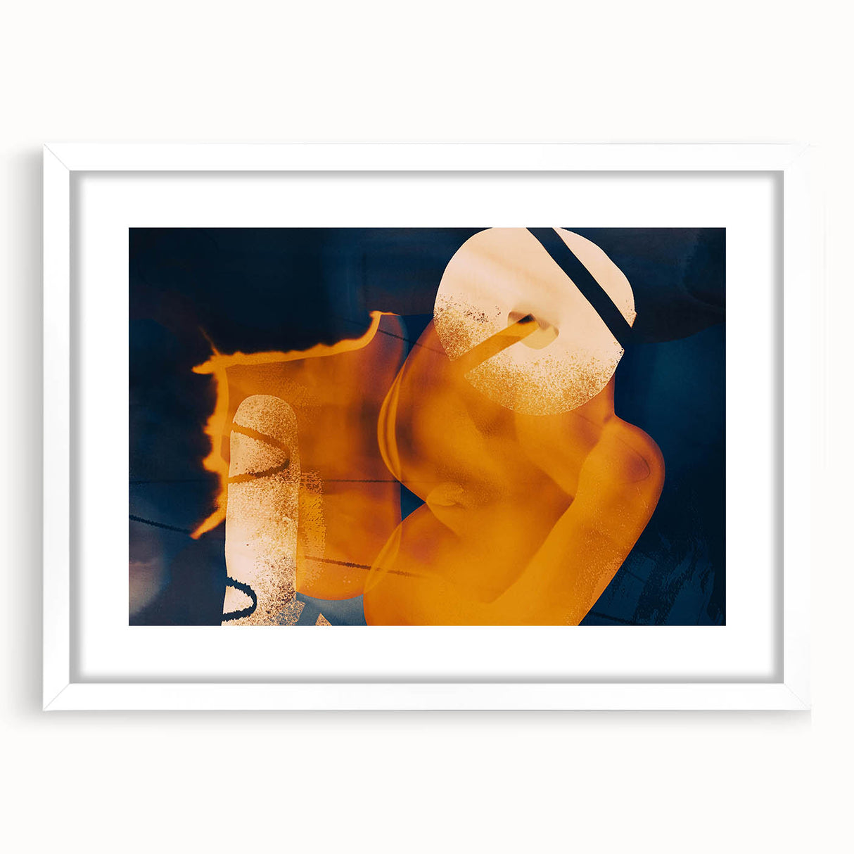 High Contrast Abstract Paintings – Golden Glow on Deep Blue