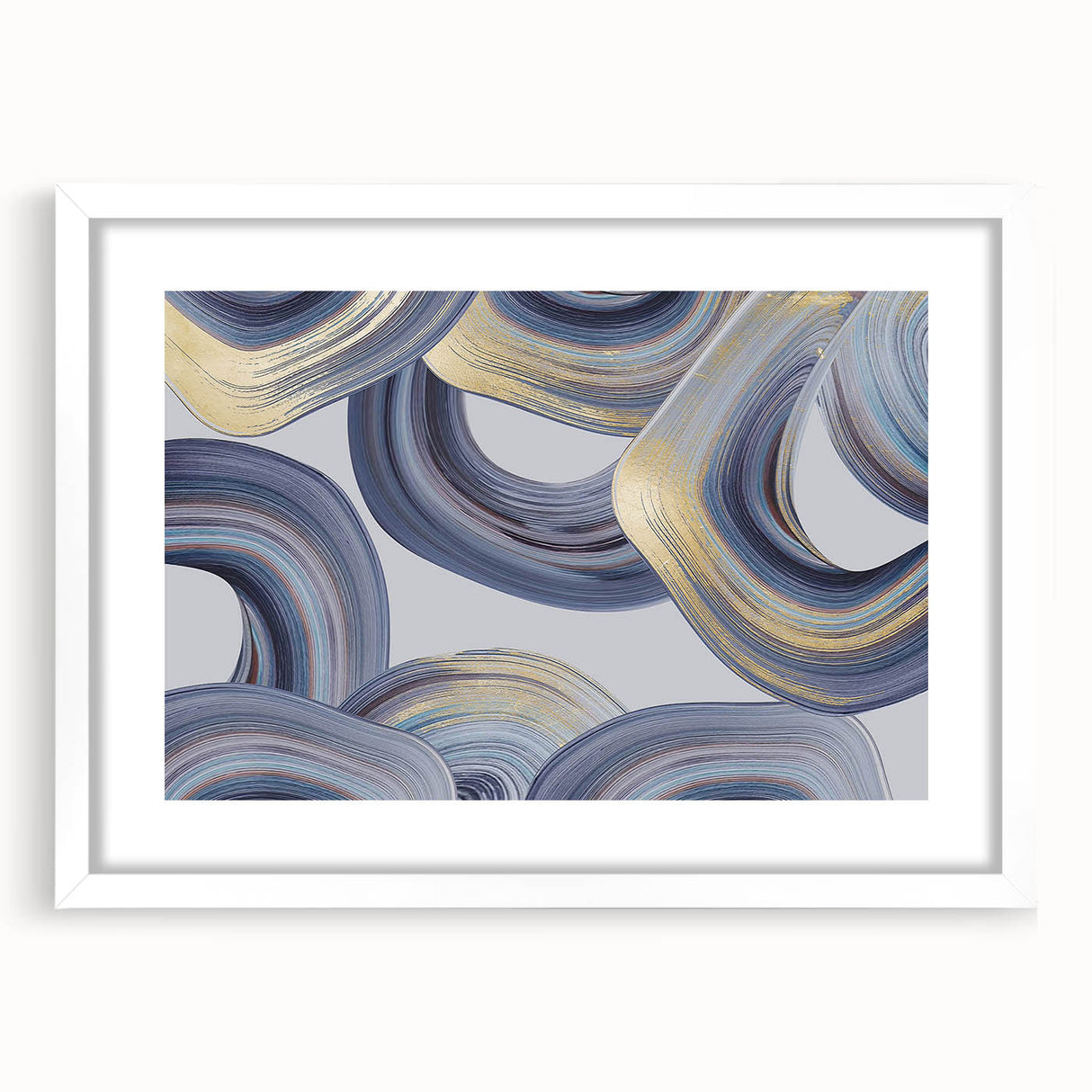 Modern Art Prints - Gray Blue and Gold Abstract Wall Decor