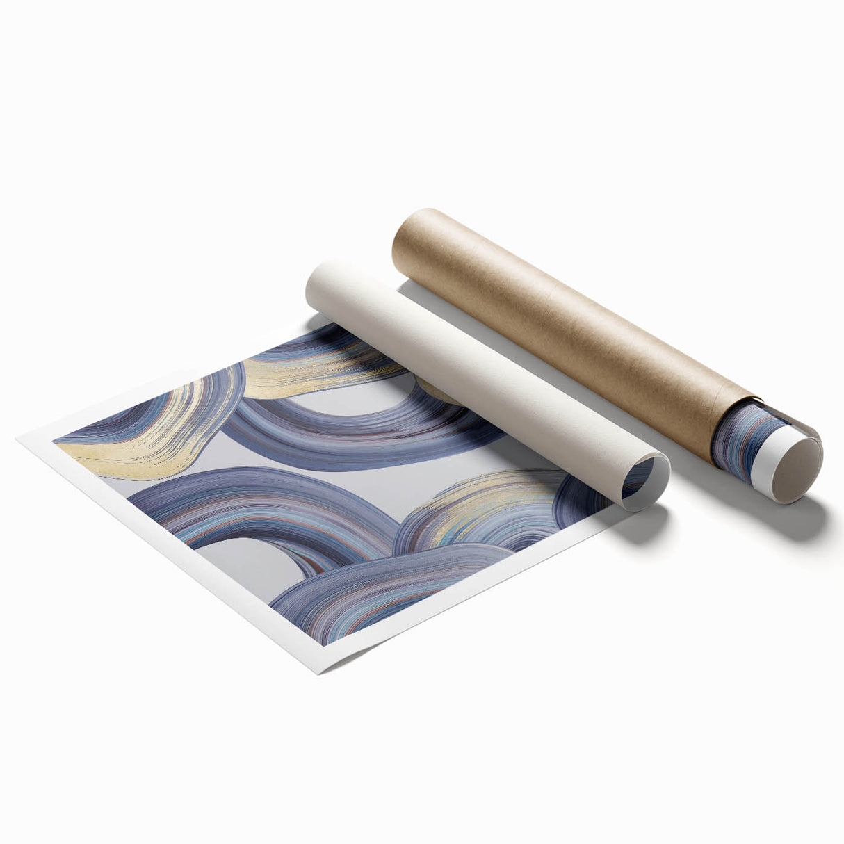 Modern Art Prints - Gray Blue and Gold Abstract Wall Decor