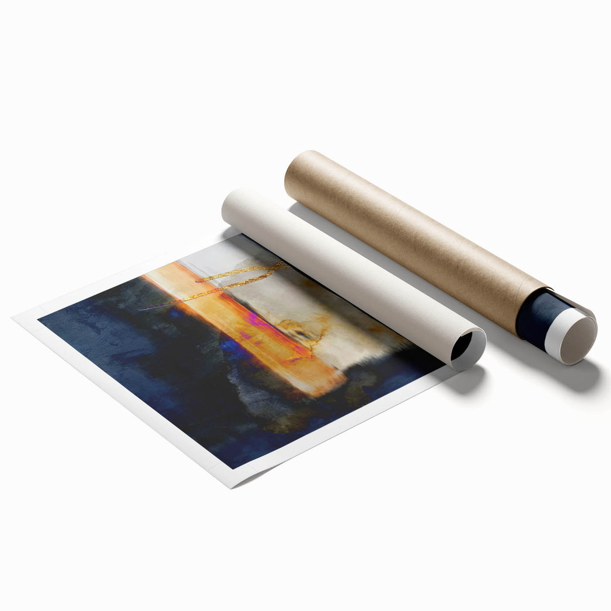 Timeless Textures Abstract Wall Art – Navy, Ochre, and Gold Layers