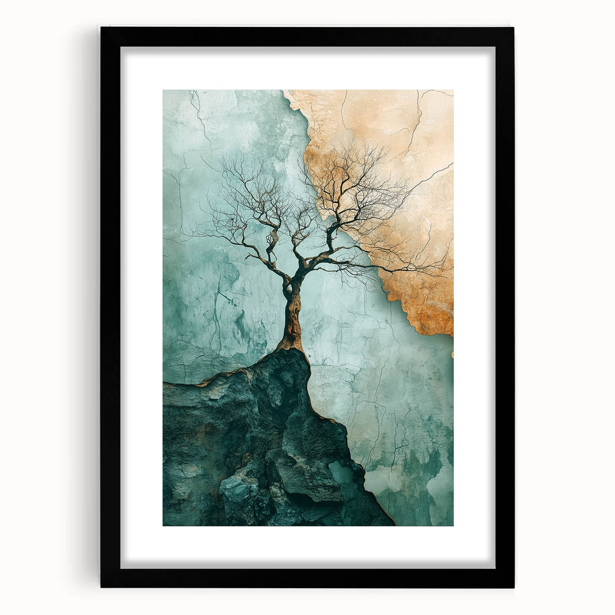 Abstract Cliffside Tree – Nature-Inspired Landscape Art Prints