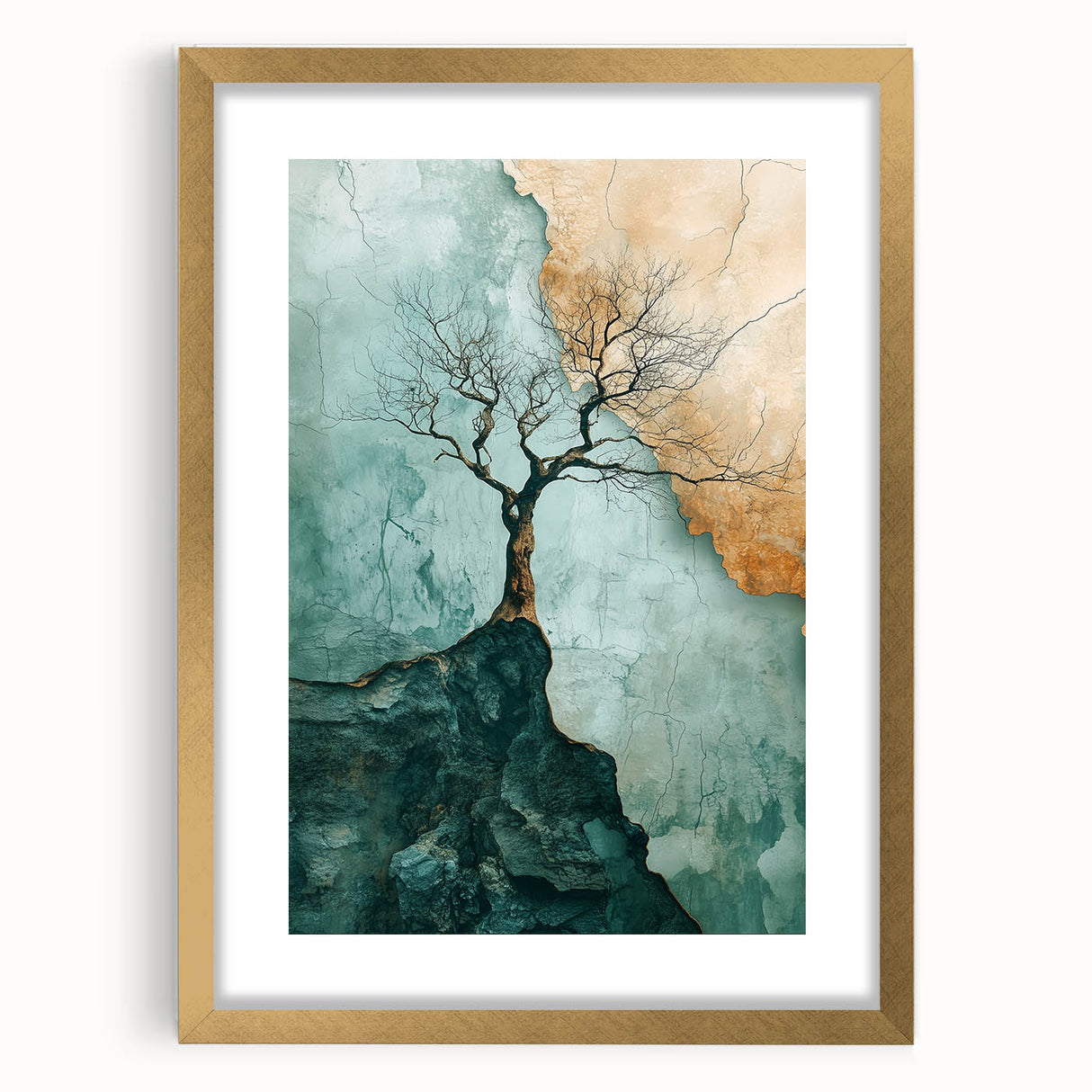 Abstract Cliffside Tree – Nature-Inspired Landscape Art Prints