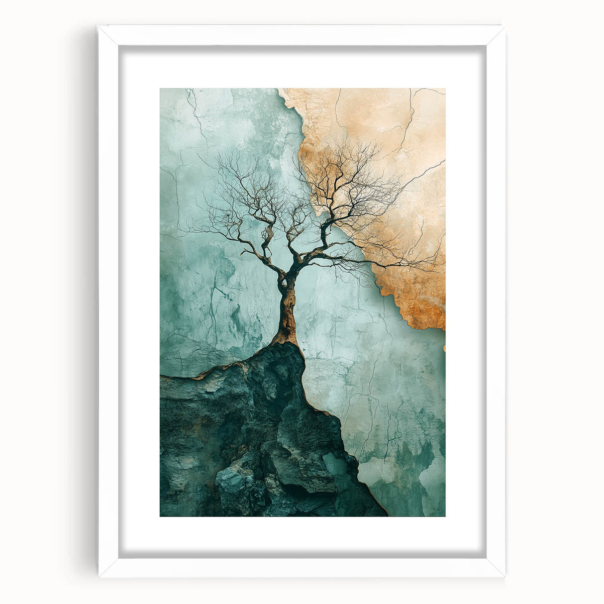 Abstract Cliffside Tree – Nature-Inspired Landscape Art Prints