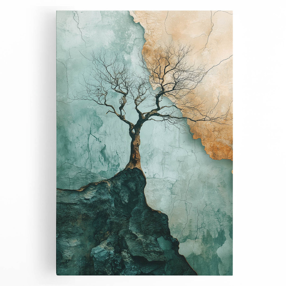 Abstract Cliffside Tree – Nature-Inspired Landscape Art Prints