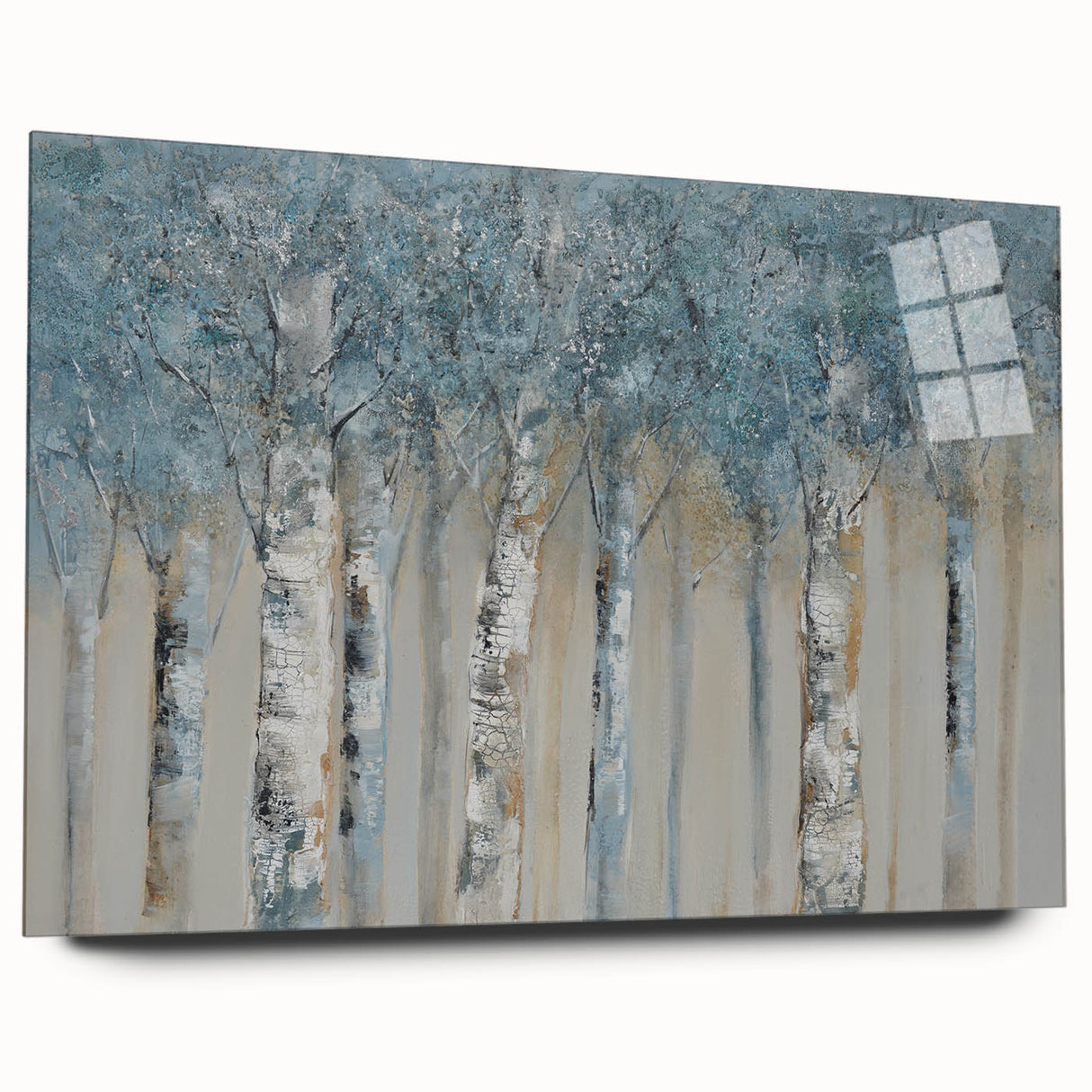 Minimalist Landscape Wall Art – Serene Gray Blue Birch Forest