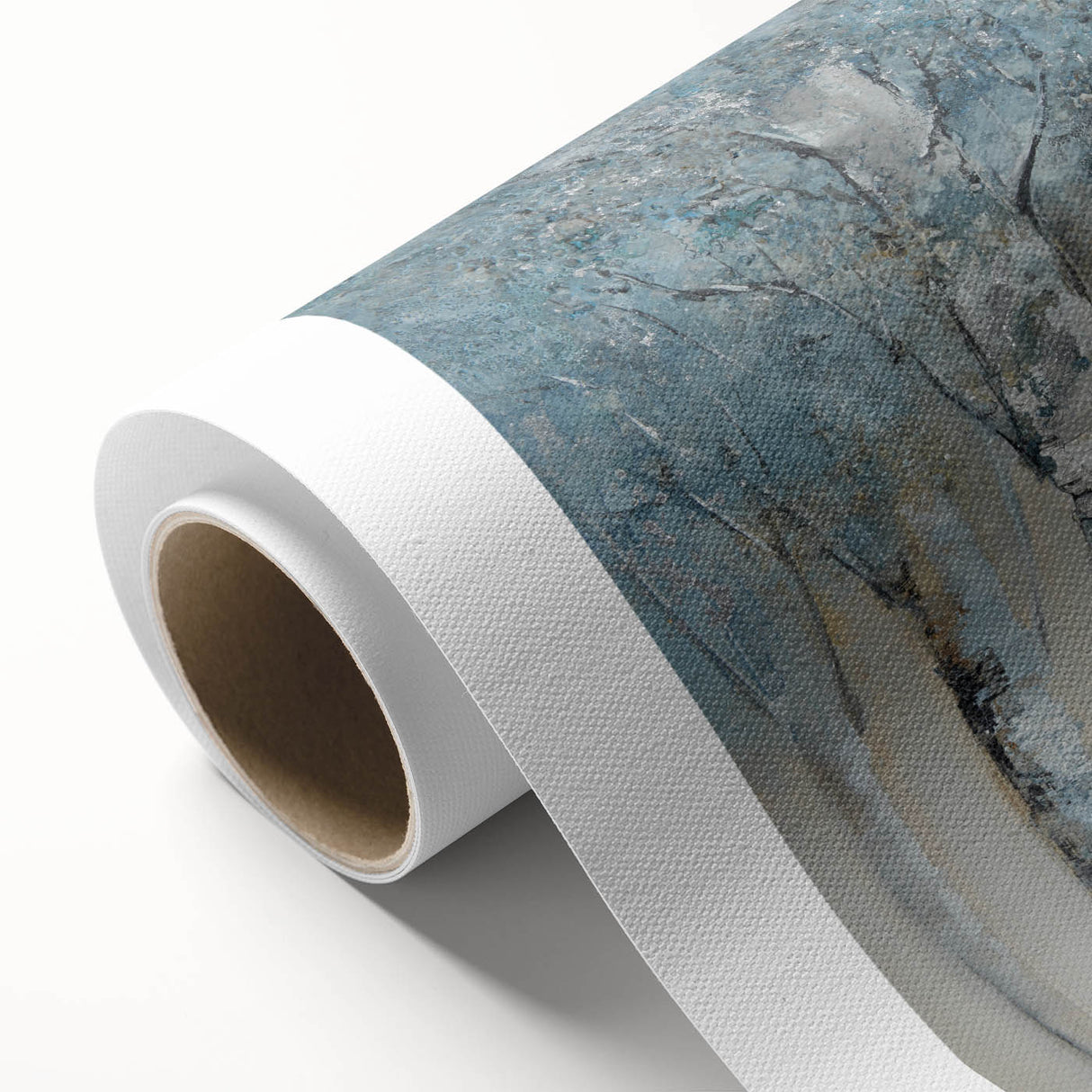 Minimalist Landscape Wall Art – Serene Gray Blue Birch Forest