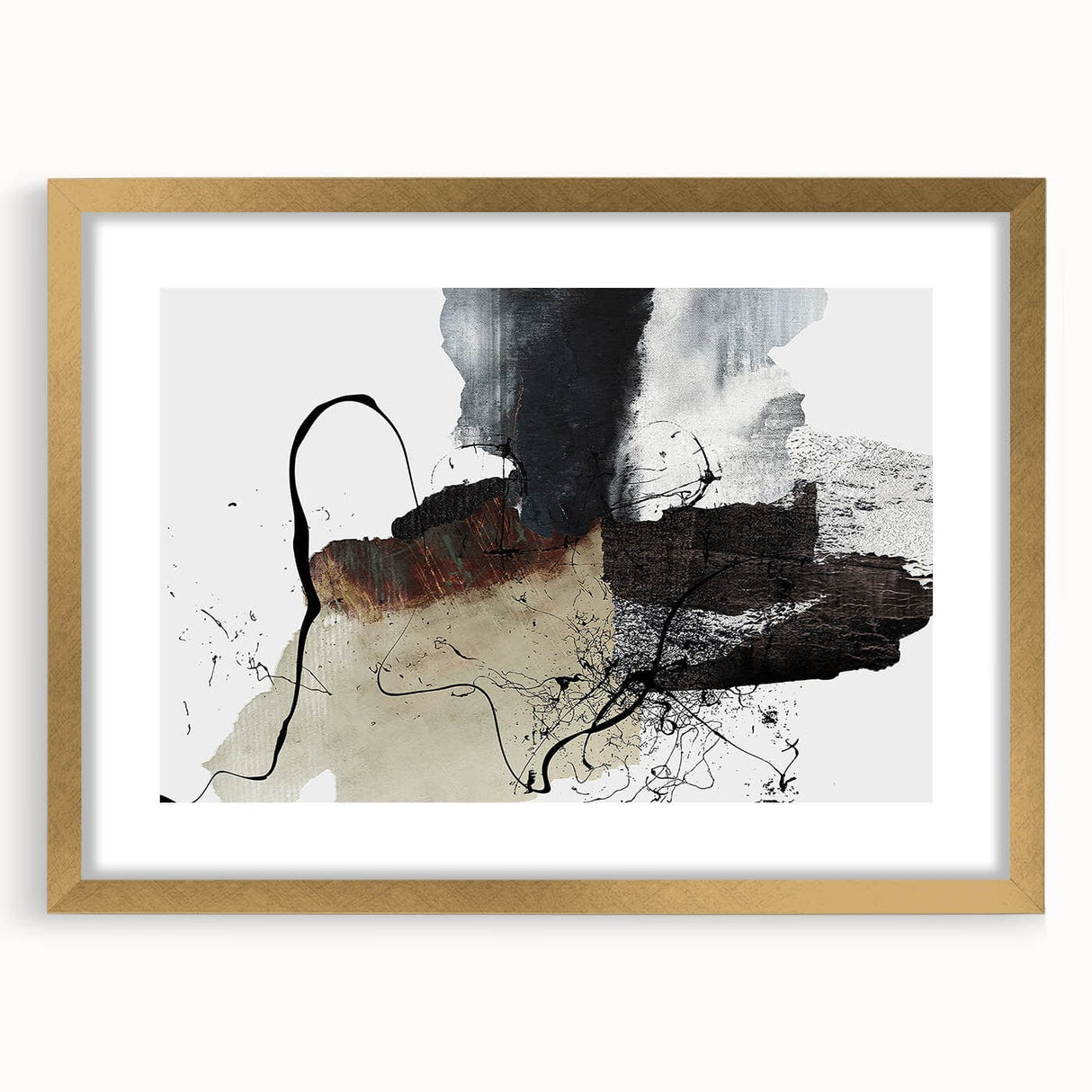 Moody Modern Wall Art – Abstract Canvas in Black, White & Brown